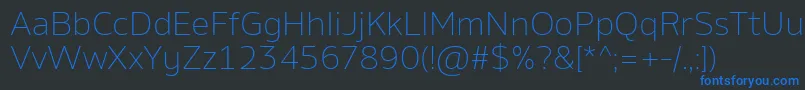 フォントAminoExtralight – 黒い背景に青い文字
