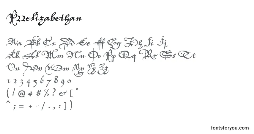 Schriftart P22elizabethan – Alphabet, Zahlen, spezielle Symbole