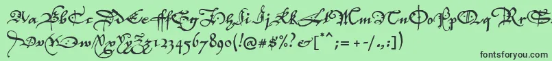 P22elizabethan-Schriftart – Schwarze Schriften auf grünem Hintergrund