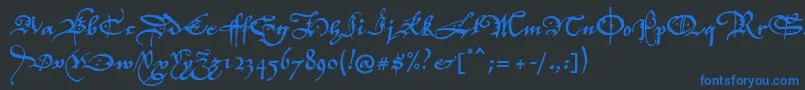 P22elizabethan Font – Blue Fonts on Black Background