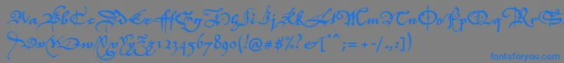 P22elizabethan-Schriftart – Blaue Schriften auf grauem Hintergrund