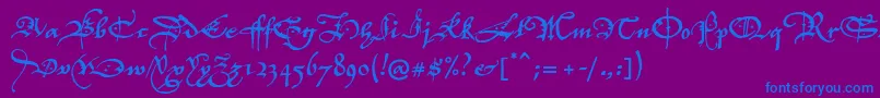 P22elizabethan Font – Blue Fonts on Purple Background