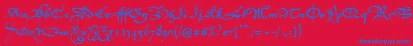 P22elizabethan Font – Blue Fonts on Red Background