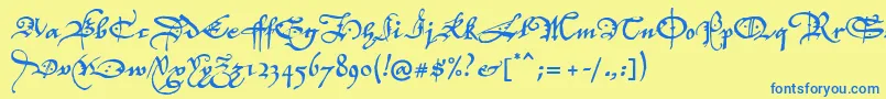 P22elizabethan Font – Blue Fonts on Yellow Background