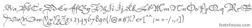P22elizabethan-fontti – harmaat kirjasimet valkoisella taustalla
