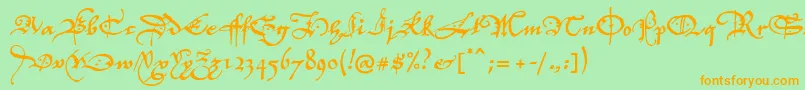 P22elizabethan Font – Orange Fonts on Green Background