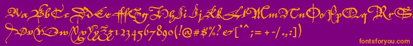P22elizabethan Font – Orange Fonts on Purple Background