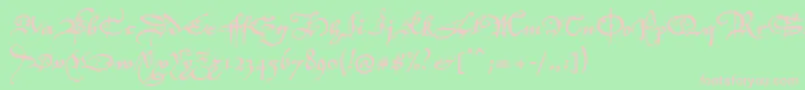 P22elizabethan-Schriftart – Rosa Schriften auf grünem Hintergrund