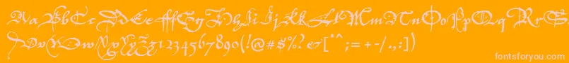P22elizabethan Font – Pink Fonts on Orange Background