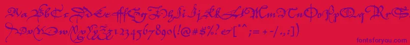 P22elizabethan Font – Purple Fonts on Red Background