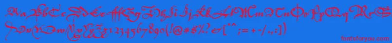 P22elizabethan Font – Red Fonts on Blue Background
