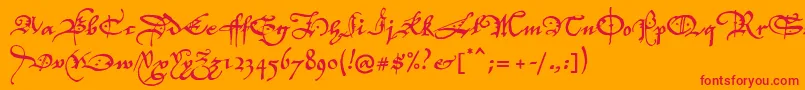 P22elizabethan Font – Red Fonts on Orange Background