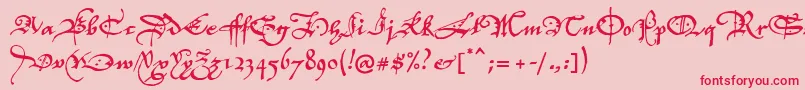 P22elizabethan-Schriftart – Rote Schriften auf rosa Hintergrund