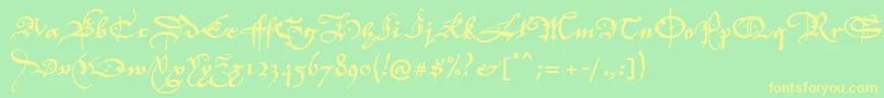 P22elizabethan Font – Yellow Fonts on Green Background