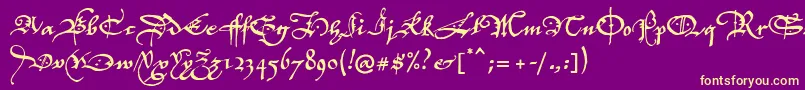 P22elizabethan Font – Yellow Fonts on Purple Background
