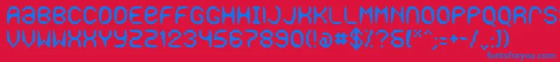 フォントGaseous – 赤い背景に青い文字