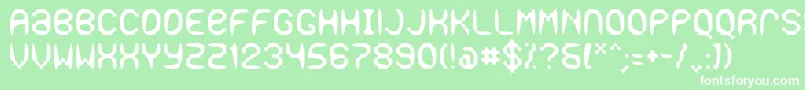 フォントGaseous – 緑の背景に白い文字