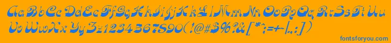 FunkyfaceuprightItalic Font – Blue Fonts on Orange Background