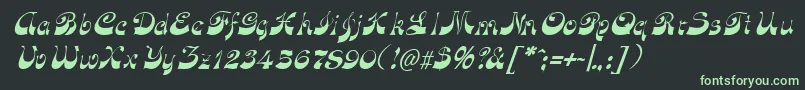 Fonte FunkyfaceuprightItalic – fontes verdes em um fundo preto