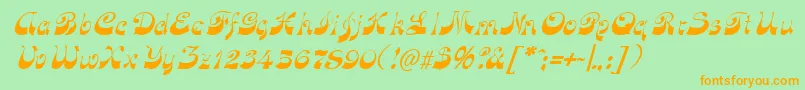 FunkyfaceuprightItalic-Schriftart – Orangefarbene Schriften auf grünem Hintergrund