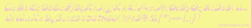 FunkyfaceuprightItalic-fontti – vaaleanpunaiset fontit keltaisella taustalla