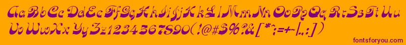 FunkyfaceuprightItalic-Schriftart – Violette Schriften auf orangefarbenem Hintergrund