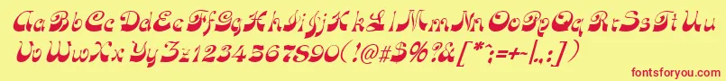 FunkyfaceuprightItalic-Schriftart – Rote Schriften auf gelbem Hintergrund