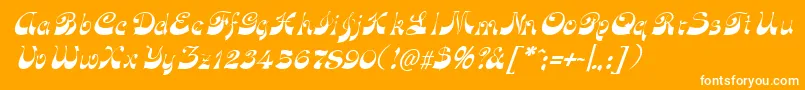 FunkyfaceuprightItalic-Schriftart – Weiße Schriften auf orangefarbenem Hintergrund