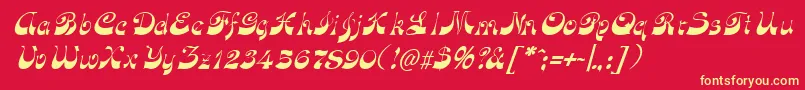 Fonte FunkyfaceuprightItalic – fontes amarelas em um fundo vermelho