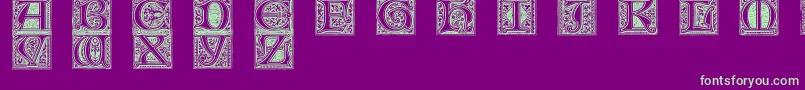 MedievalVictorianaNo.1-Schriftart – Grüne Schriften auf violettem Hintergrund