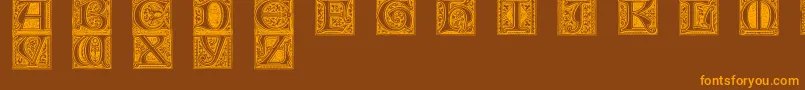 MedievalVictorianaNo.1-Schriftart – Orangefarbene Schriften auf braunem Hintergrund