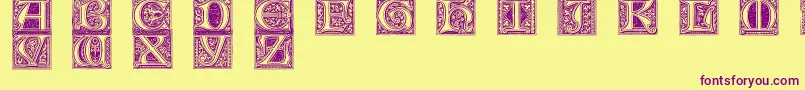 MedievalVictorianaNo.1-Schriftart – Violette Schriften auf gelbem Hintergrund