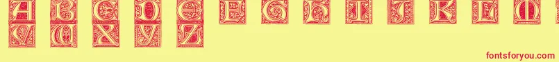 MedievalVictorianaNo.1-Schriftart – Rote Schriften auf gelbem Hintergrund