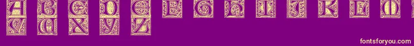 MedievalVictorianaNo.1-Schriftart – Gelbe Schriften auf violettem Hintergrund