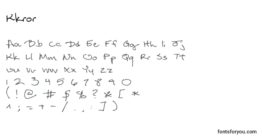 Schriftart Kkror – Alphabet, Zahlen, spezielle Symbole