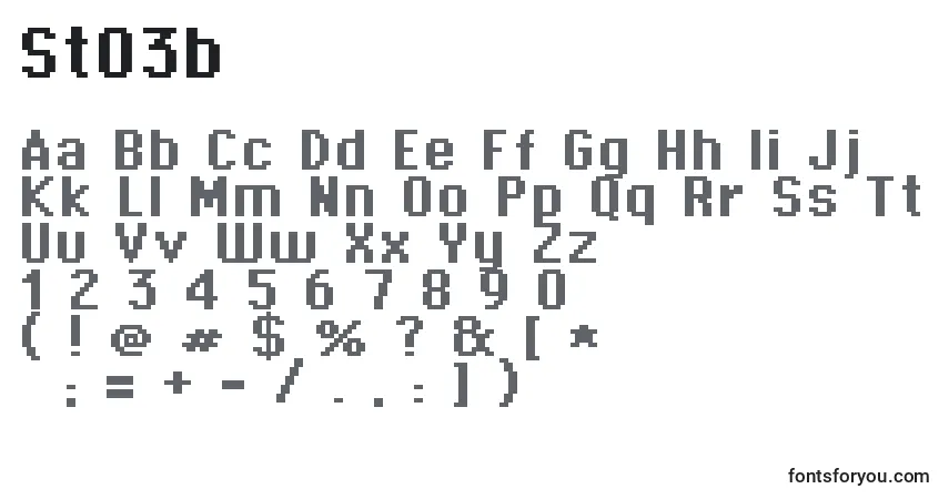 Schriftart St03b – Alphabet, Zahlen, spezielle Symbole