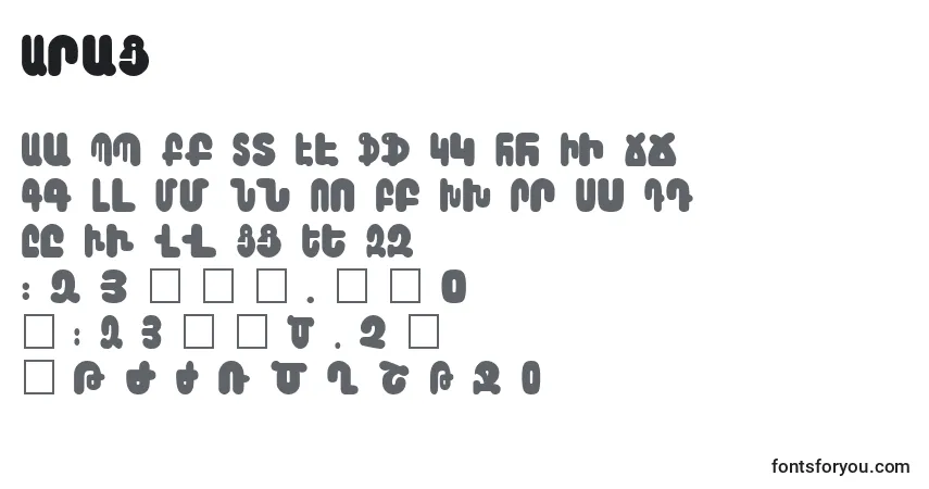 A fonte Arax – alfabeto, números, caracteres especiais