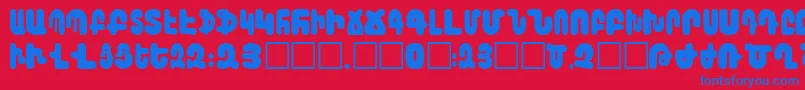 Arax-Schriftart – Blaue Schriften auf rotem Hintergrund