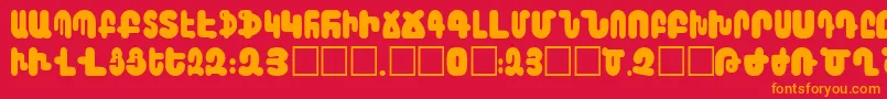 Arax-Schriftart – Orangefarbene Schriften auf rotem Hintergrund
