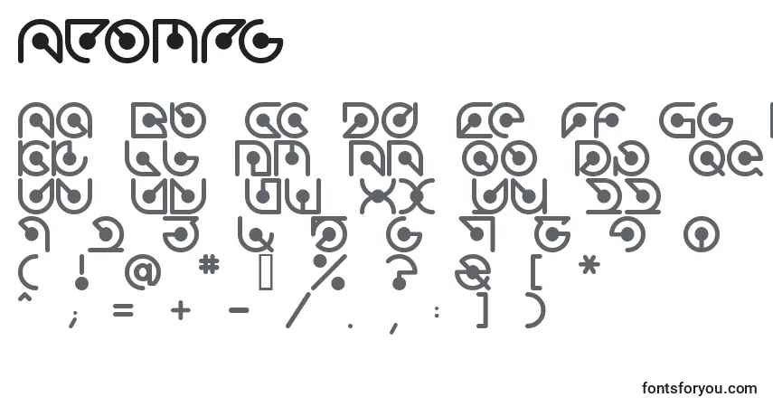 Schriftart Atomrg – Alphabet, Zahlen, spezielle Symbole
