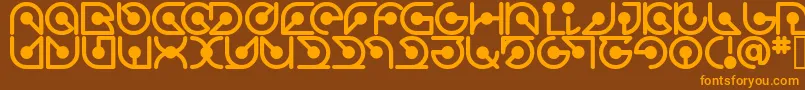 Atomrg-Schriftart – Orangefarbene Schriften auf braunem Hintergrund