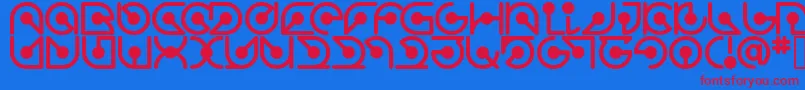Atomrg-Schriftart – Rote Schriften auf blauem Hintergrund