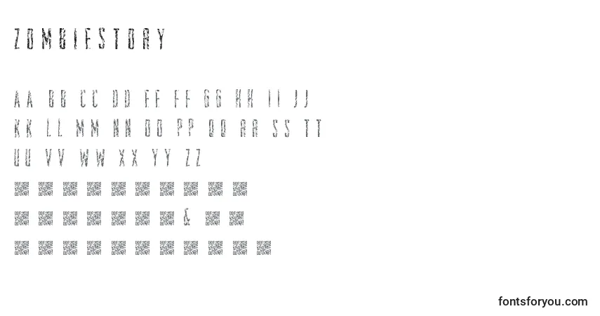 Шрифт Zombiestory – алфавит, цифры, специальные символы