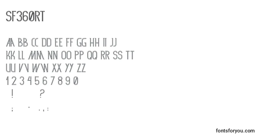 A fonte Sf360rt – alfabeto, números, caracteres especiais