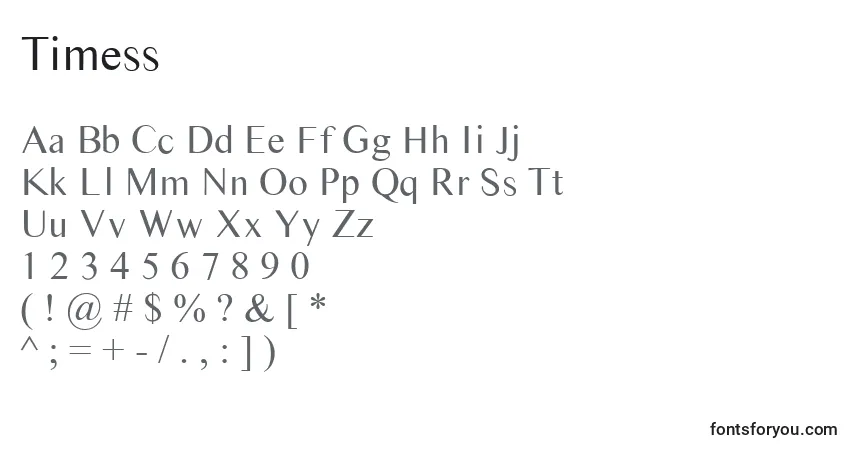 Czcionka Timess – alfabet, cyfry, specjalne znaki