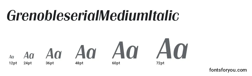 Размеры шрифта GrenobleserialMediumItalic