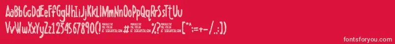 ScribbletDemo-Schriftart – Rosa Schriften auf rotem Hintergrund