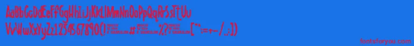 ScribbletDemo-Schriftart – Rote Schriften auf blauem Hintergrund