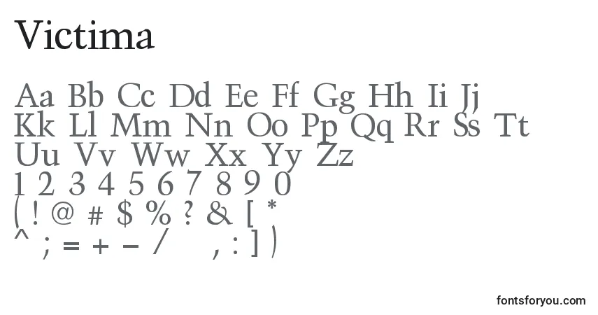 Шрифт Victima – алфавит, цифры, специальные символы