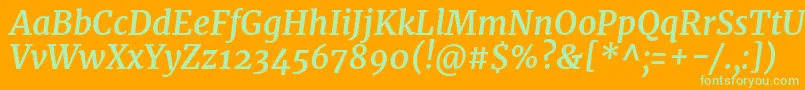 MerriweatherBolditalic Font – Green Fonts on Orange Background